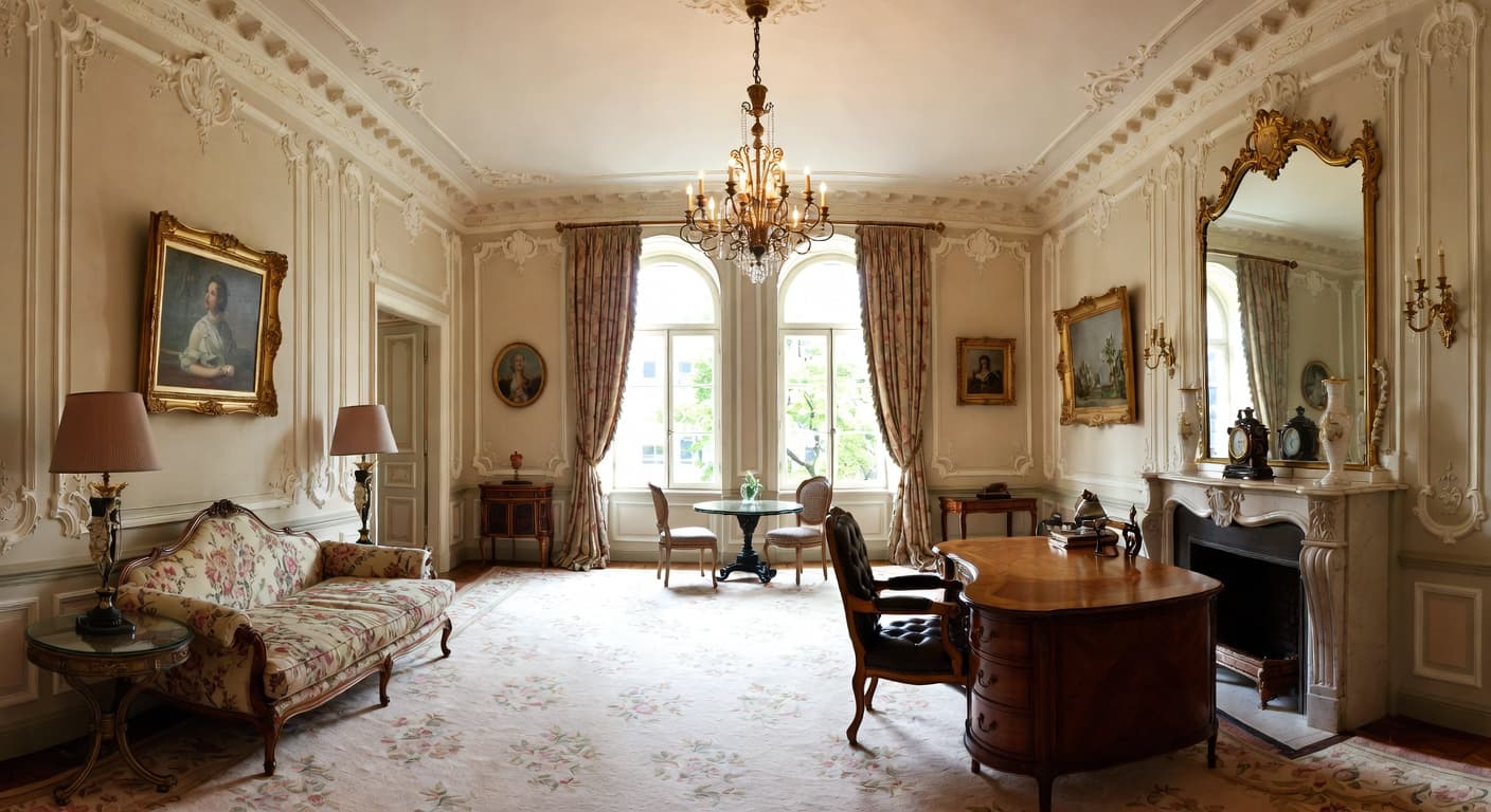 Rococo workshop interior design - featuring rococo style furniture, decor, colors, and layout ideas for your workshop