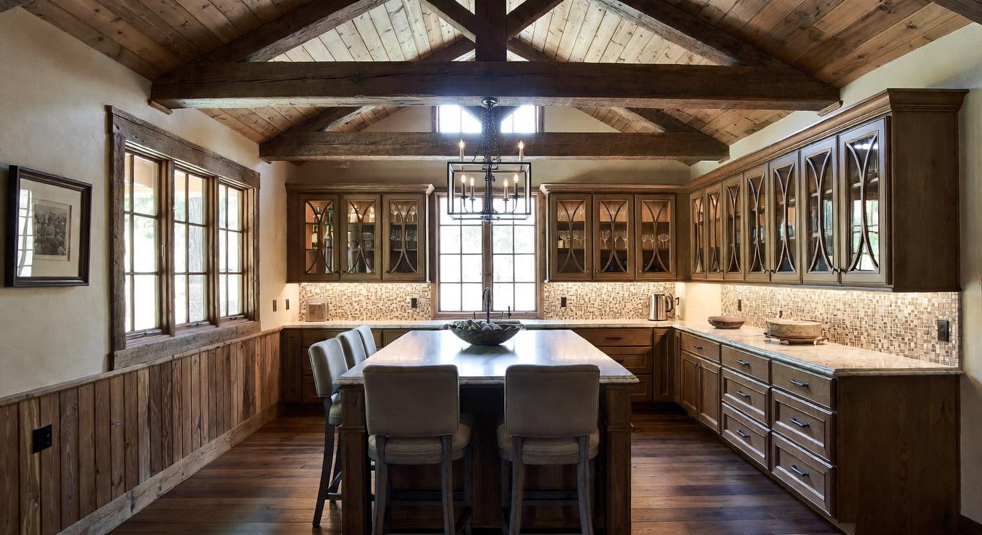 Rustic butler's pantry interior design - featuring rustic style furniture, decor, colors, and layout ideas for your butler's pantry