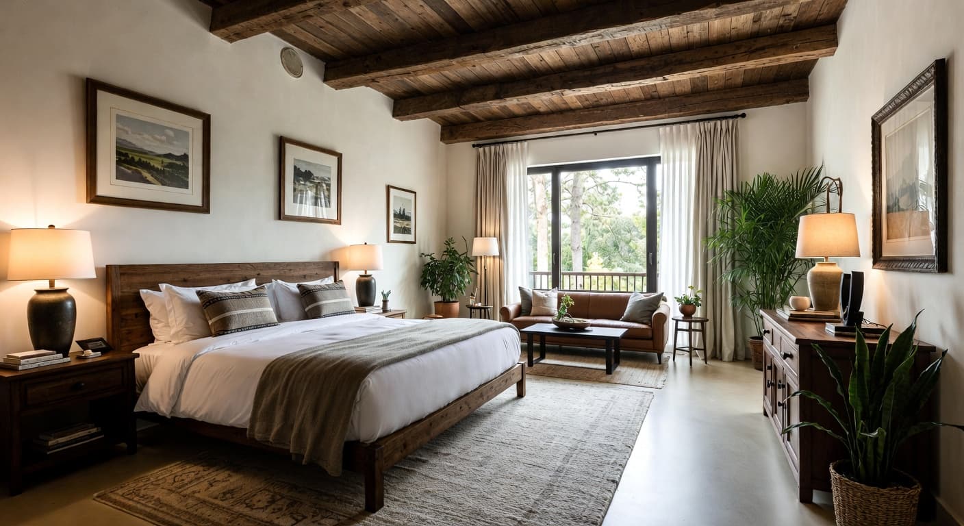 Rustic guest room interior design - featuring rustic style furniture, decor, colors, and layout ideas for your guest room