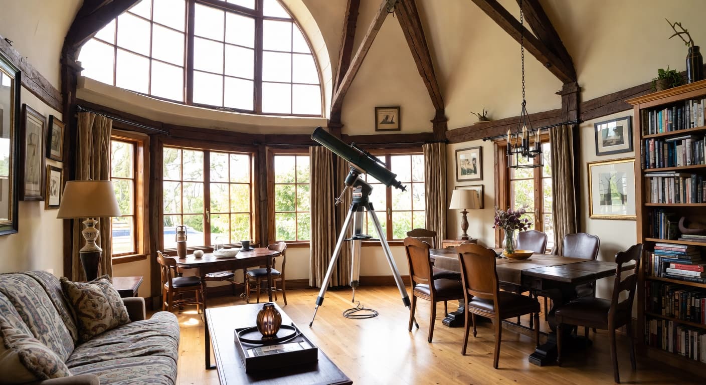 Rustic observatory interior design - featuring rustic style furniture, decor, colors, and layout ideas for your observatory