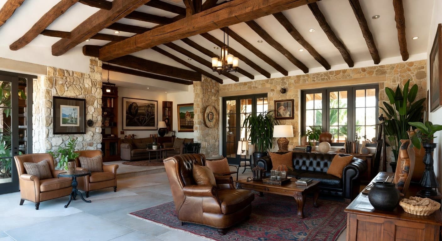 Safari garage interior interior design - featuring safari style furniture, decor, colors, and layout ideas for your garage interior