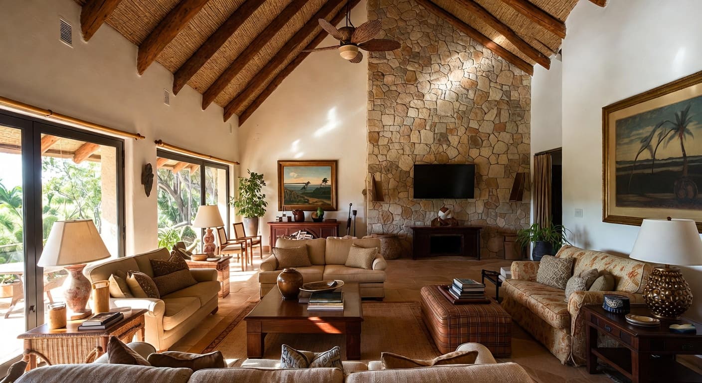 Safari meditation space interior design - featuring safari style furniture, decor, colors, and layout ideas for your meditation space