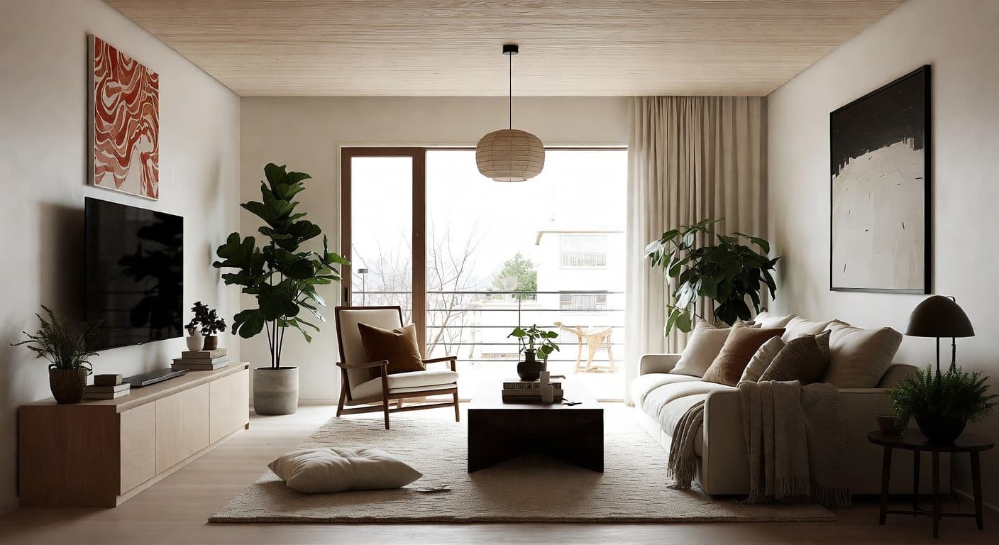 Scandifornian meditation space interior design - featuring scandifornian style furniture, decor, colors, and layout ideas for your meditation space