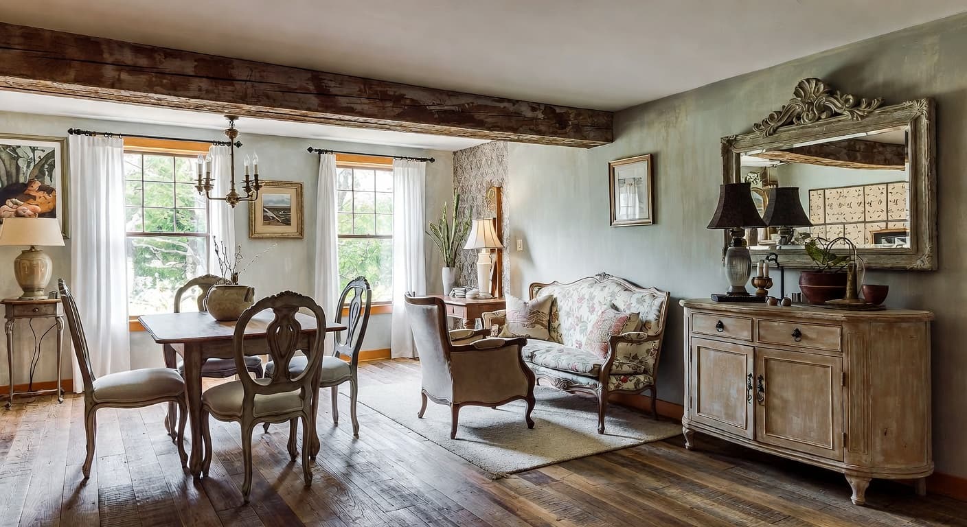 Shabby Chic basement interior design - featuring shabby chic style furniture, decor, colors, and layout ideas for your basement