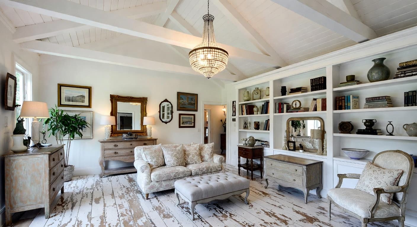 Shabby Chic storage room interior design - featuring shabby chic style furniture, decor, colors, and layout ideas for your storage room