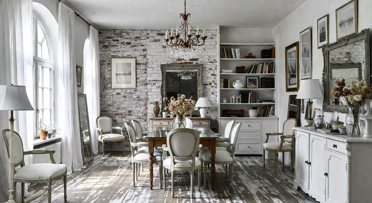 Shabby Chic workshop interior design - featuring shabby chic style furniture, decor, colors, and layout ideas for your workshop