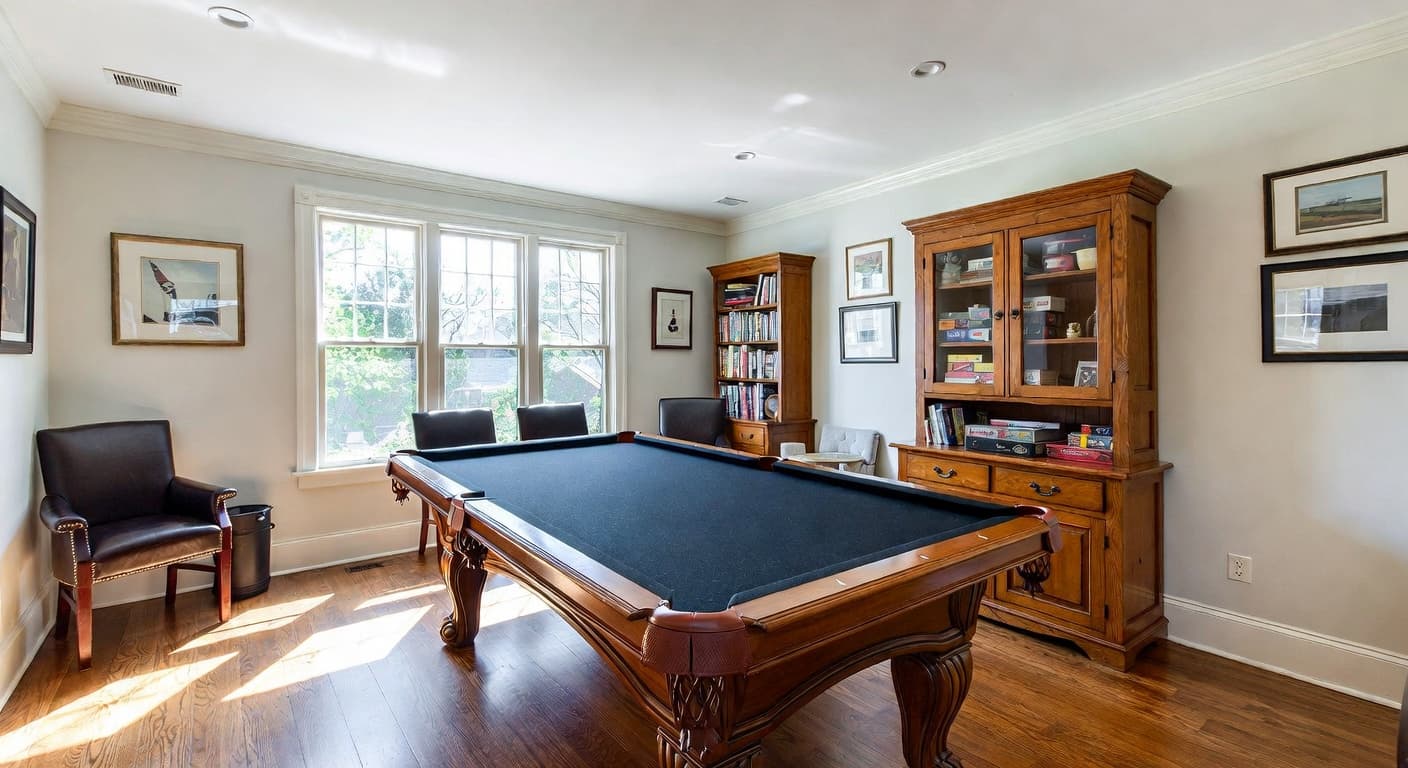 Shaker game room interior design - featuring shaker style furniture, decor, colors, and layout ideas for your game room