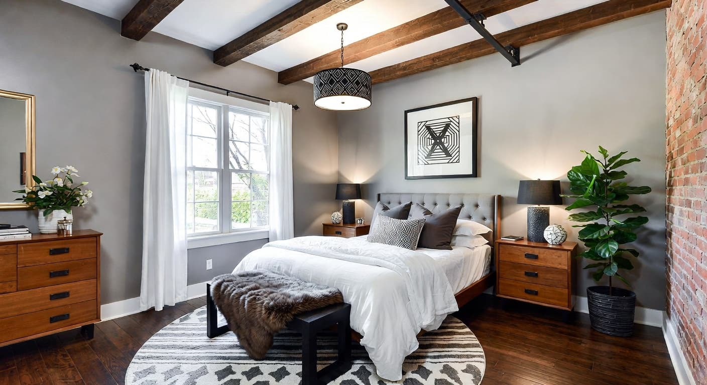 Soft Industrial Bedroom design preview