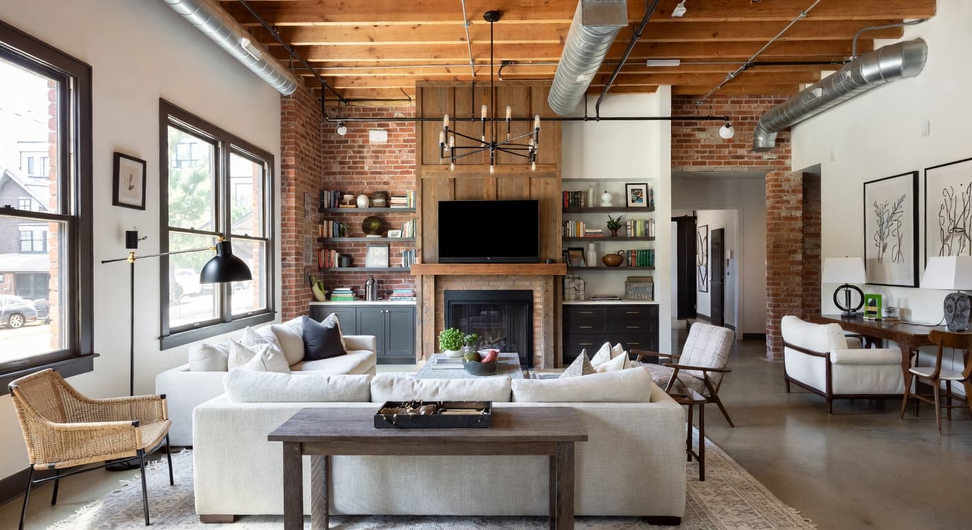 Soft Industrial game room interior design - featuring soft industrial style furniture, decor, colors, and layout ideas for your game room