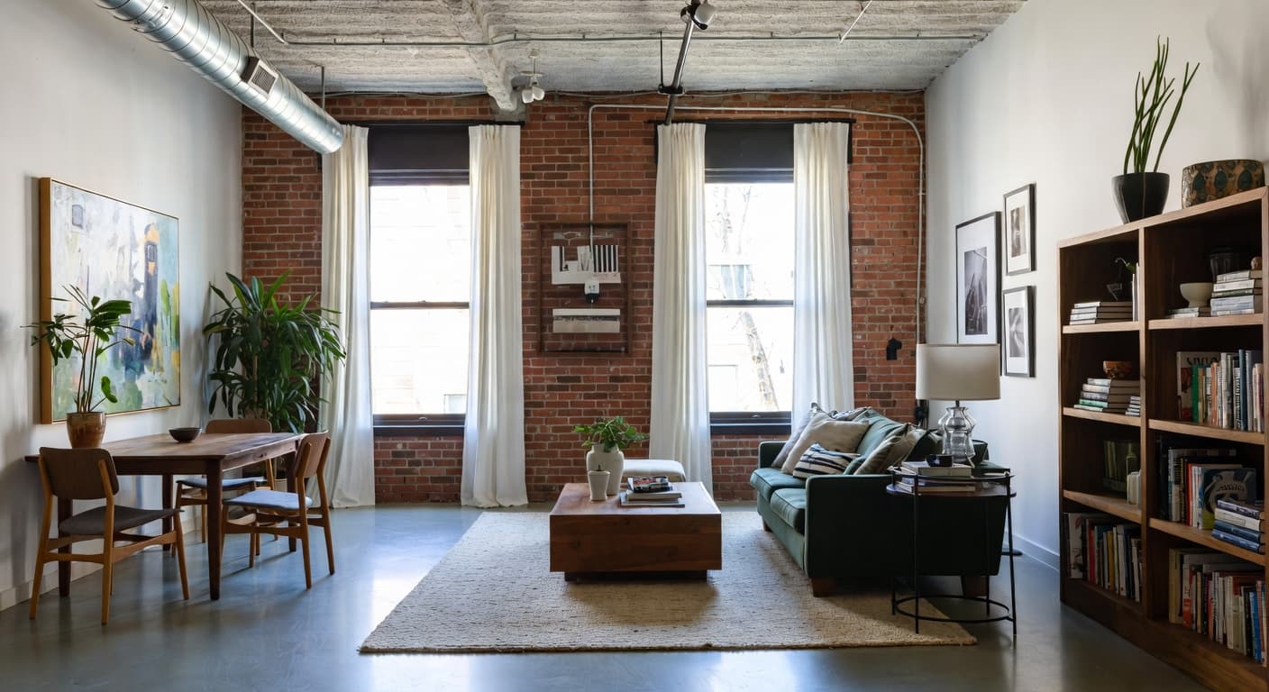 Soft Industrial Living Room design preview