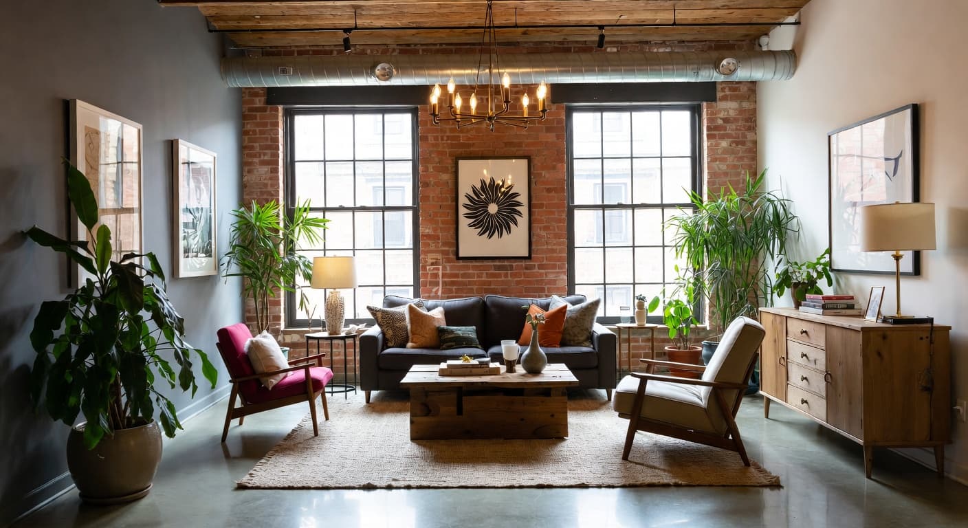 Soft Industrial pet room interior design - featuring soft industrial style furniture, decor, colors, and layout ideas for your pet room