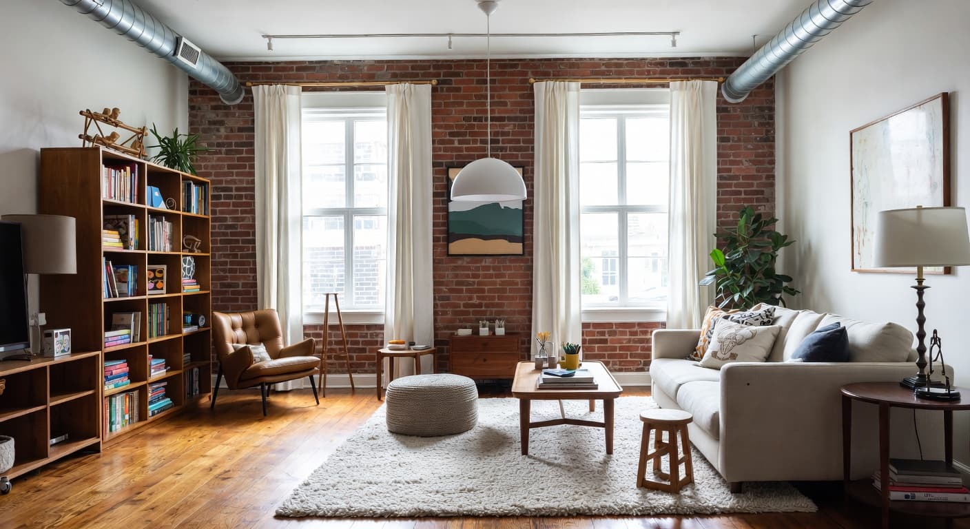 Soft Industrial playroom interior design - featuring soft industrial style furniture, decor, colors, and layout ideas for your playroom