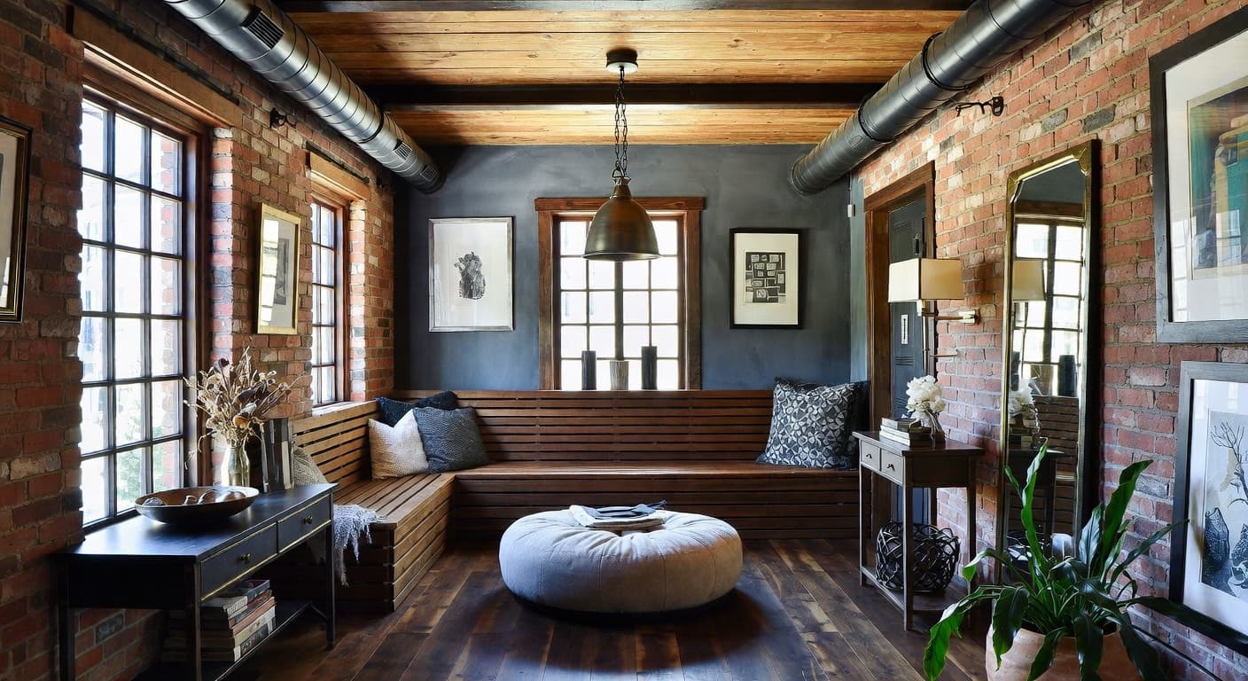 Soft Industrial sauna / spa room interior design - featuring soft industrial style furniture, decor, colors, and layout ideas for your sauna / spa room