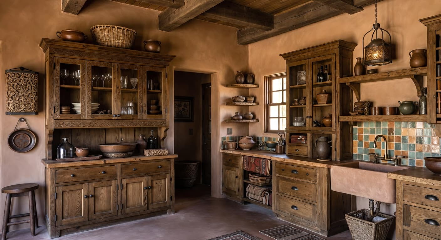 Southwestern utility room interior design - featuring southwestern style furniture, decor, colors, and layout ideas for your utility room