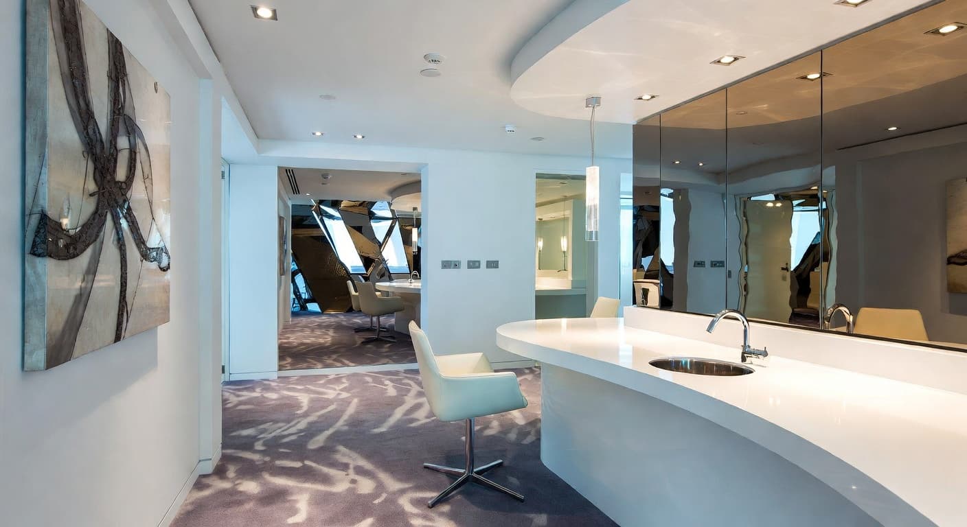 Space Age breakfast nook interior design - featuring space age style furniture, decor, colors, and layout ideas for your breakfast nook