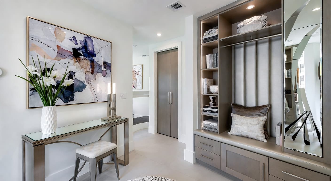 Space Age mudroom interior design - featuring space age style furniture, decor, colors, and layout ideas for your mudroom