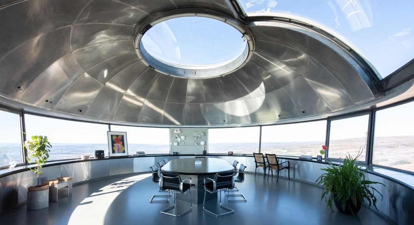 Space Age observatory interior design - featuring space age style furniture, decor, colors, and layout ideas for your observatory