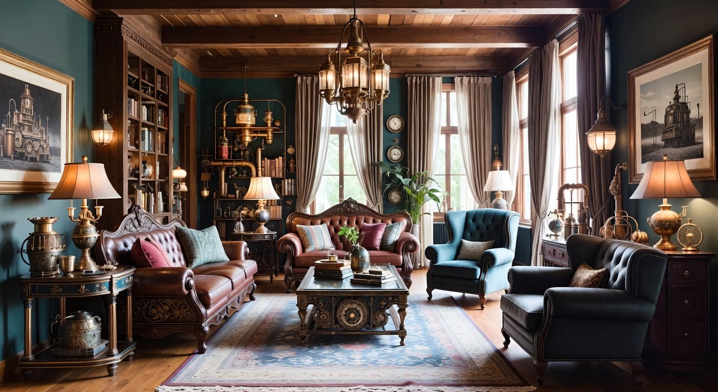 Steampunk Living Room design preview