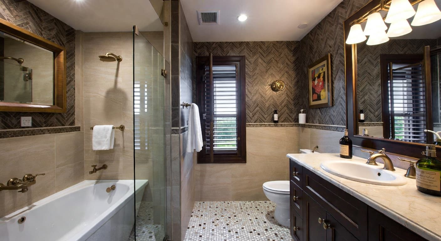 Steampunk powder room interior design - featuring steampunk style furniture, decor, colors, and layout ideas for your powder room