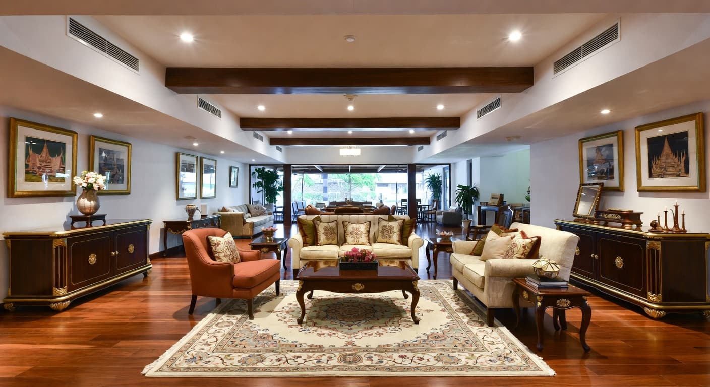 Thai basement interior design - featuring thai style furniture, decor, colors, and layout ideas for your basement