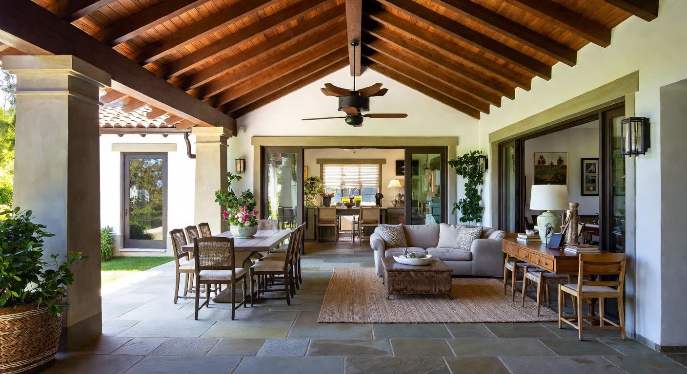 Traditional outdoor space interior design - featuring traditional style furniture, decor, colors, and layout ideas for your outdoor space