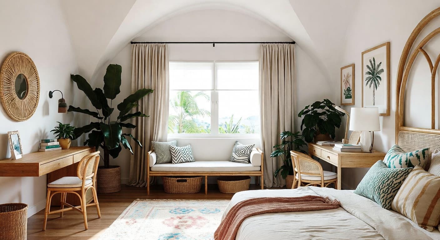 Tropical kids room interior design - featuring tropical style furniture, decor, colors, and layout ideas for your kids room