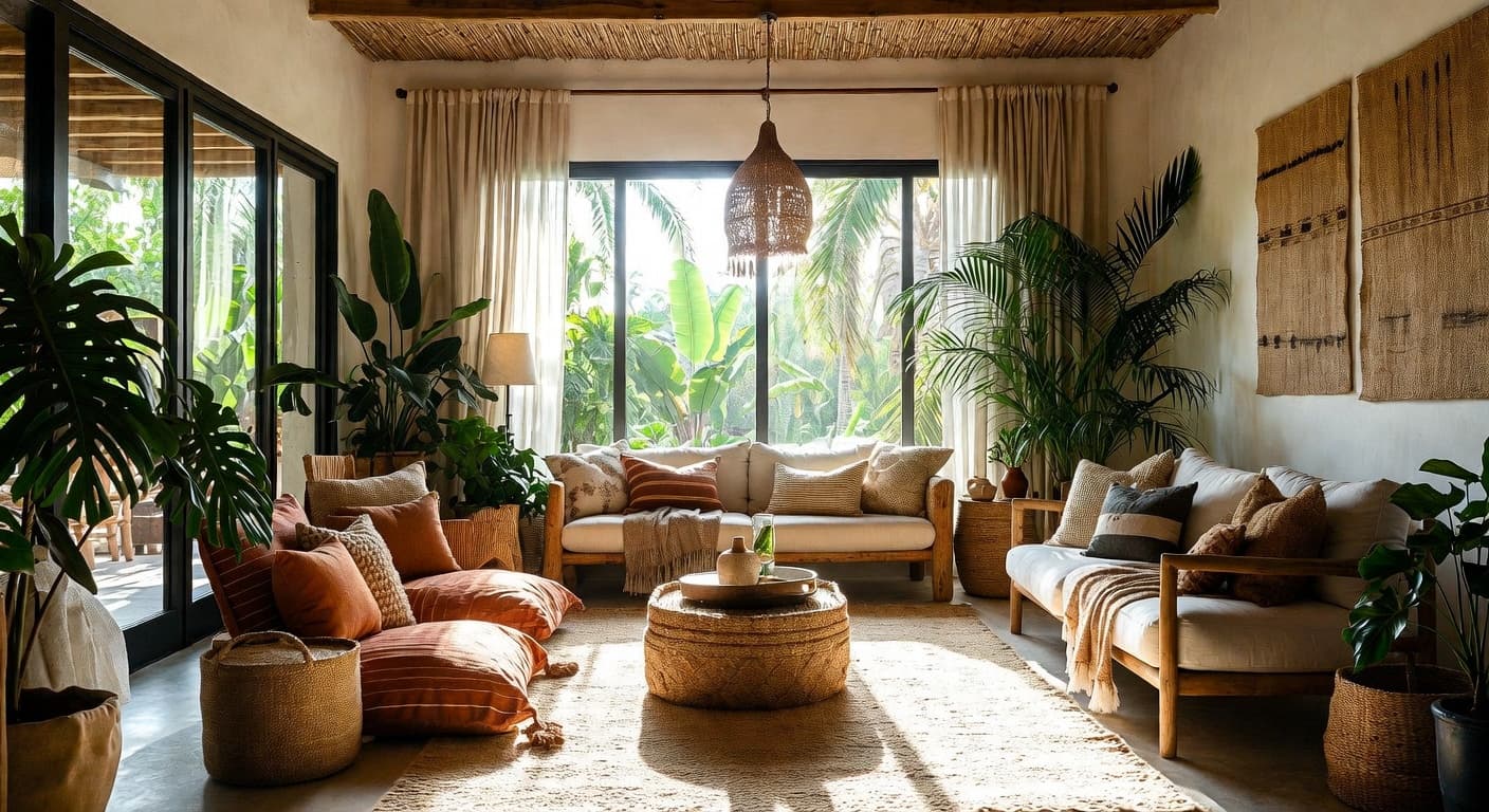 Tropical meditation space interior design - featuring tropical style furniture, decor, colors, and layout ideas for your meditation space
