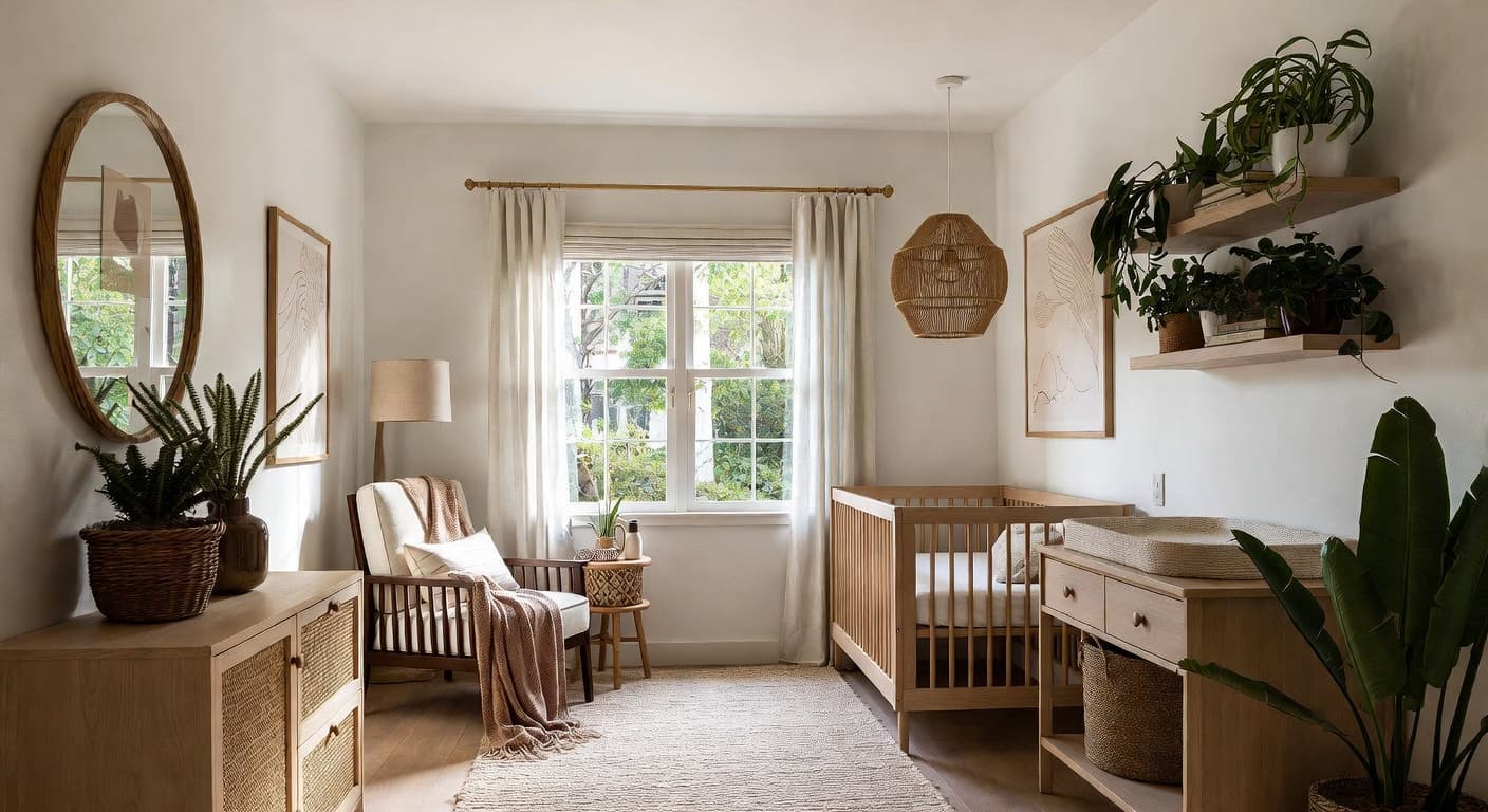 Tropical nursery interior design - featuring tropical style furniture, decor, colors, and layout ideas for your nursery