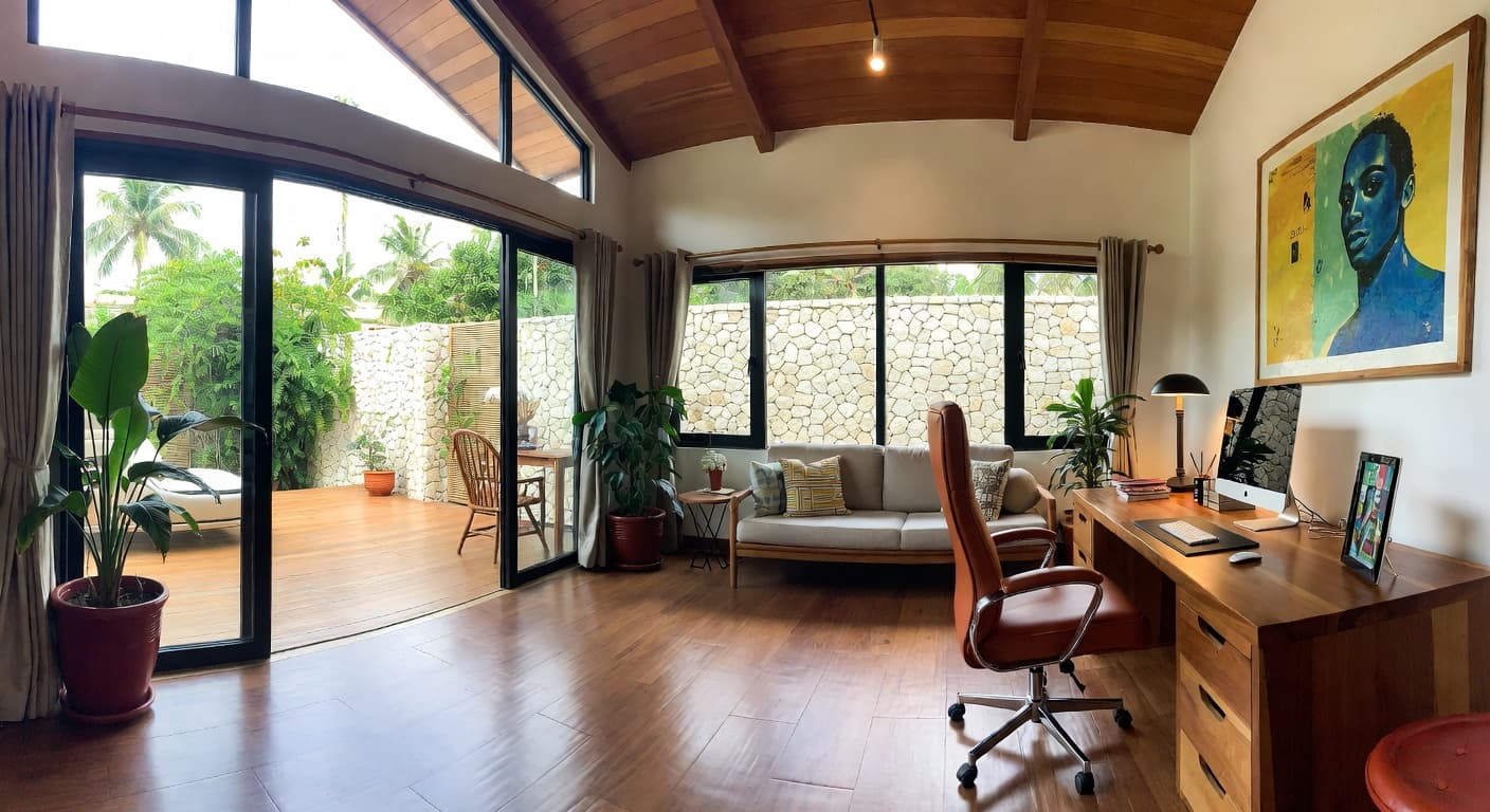 Tropical workshop interior design - featuring tropical style furniture, decor, colors, and layout ideas for your workshop