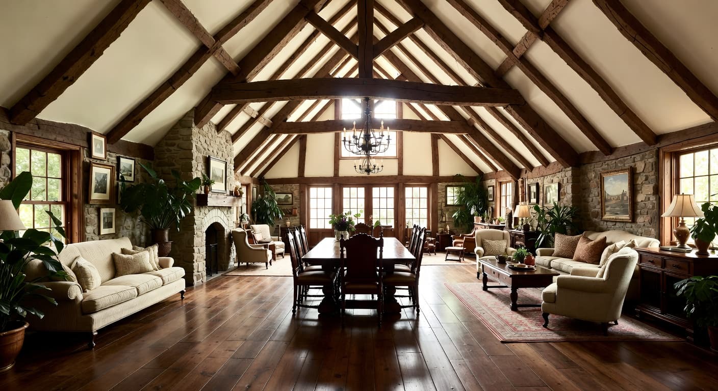 Tudor garage interior interior design - featuring tudor style furniture, decor, colors, and layout ideas for your garage interior