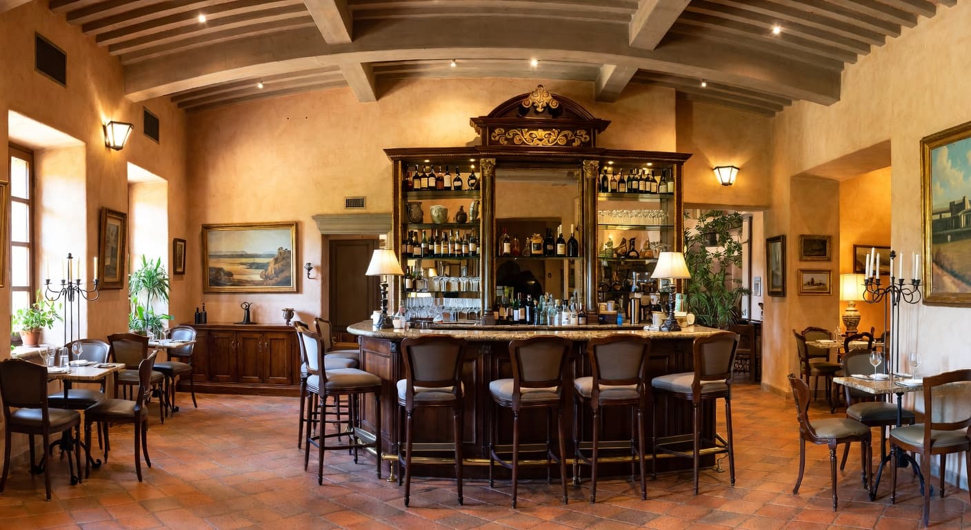 Tuscan bar room interior design - featuring tuscan style furniture, decor, colors, and layout ideas for your bar room