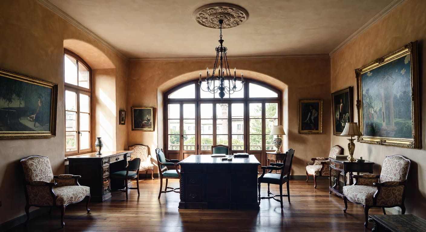 Tuscan observatory interior design - featuring tuscan style furniture, decor, colors, and layout ideas for your observatory