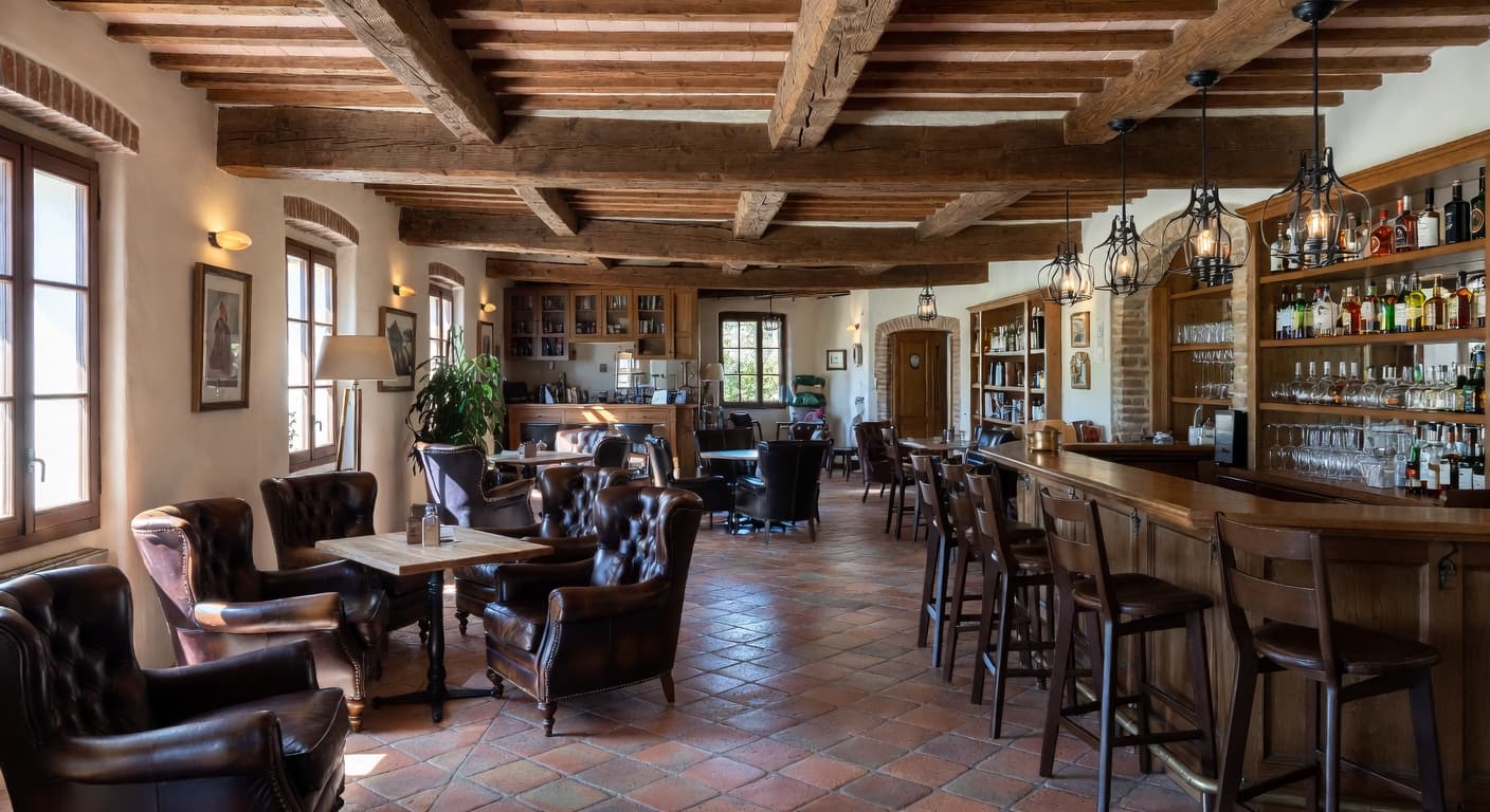 Tuscan smoking room / cigar lounge interior design - featuring tuscan style furniture, decor, colors, and layout ideas for your smoking room / cigar lounge