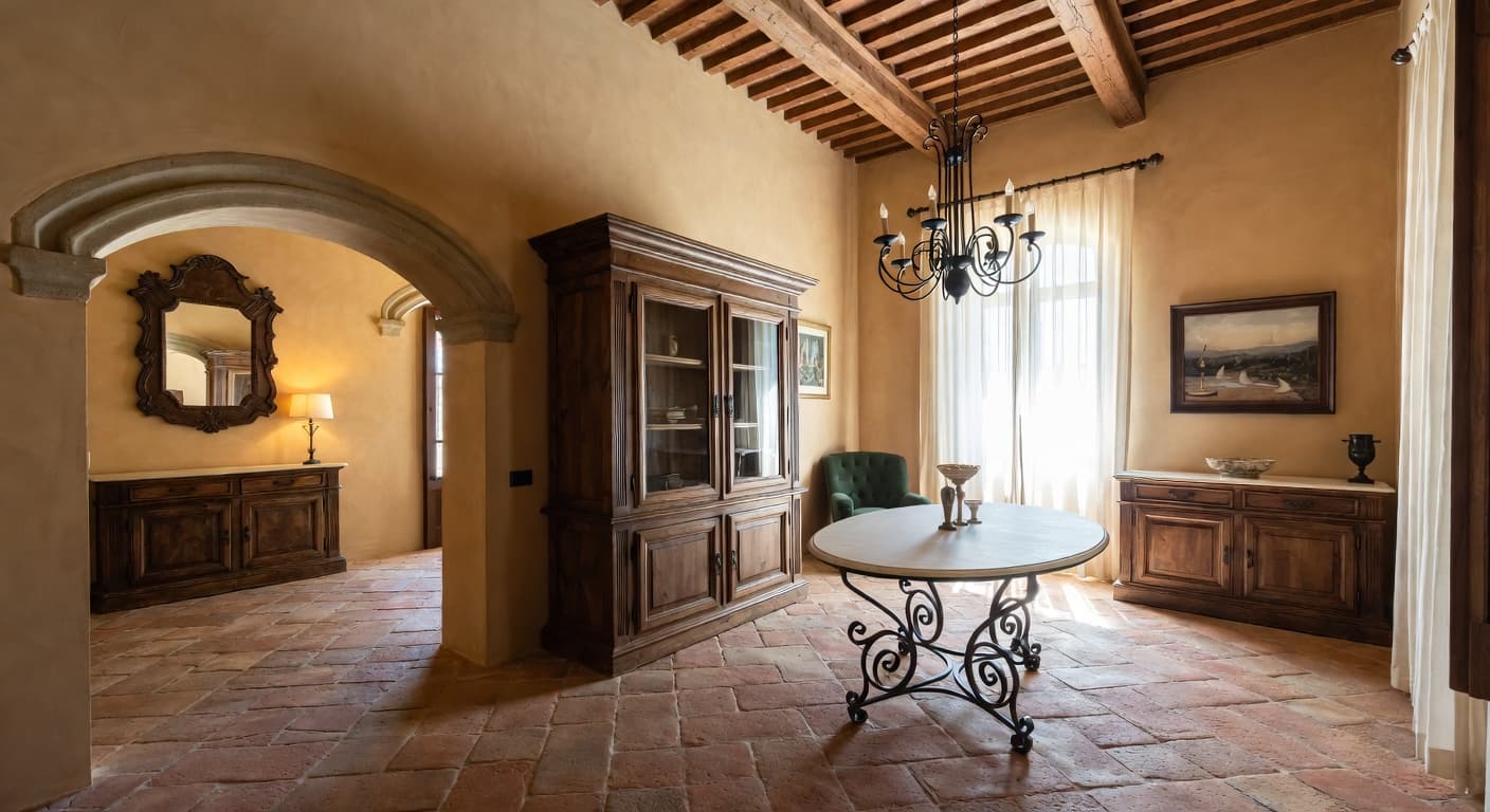 Tuscan storage room interior design - featuring tuscan style furniture, decor, colors, and layout ideas for your storage room