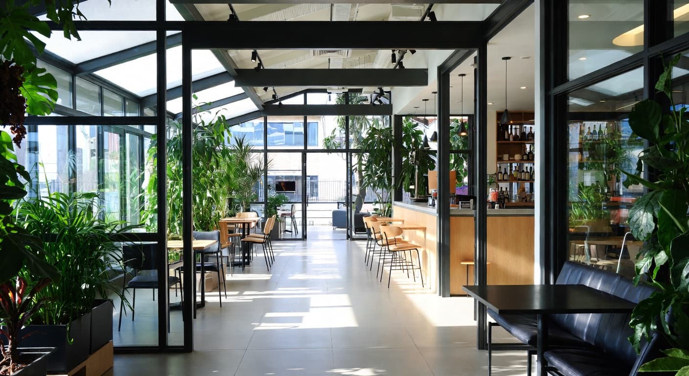 Urban greenhouse interior design - featuring urban style furniture, decor, colors, and layout ideas for your greenhouse