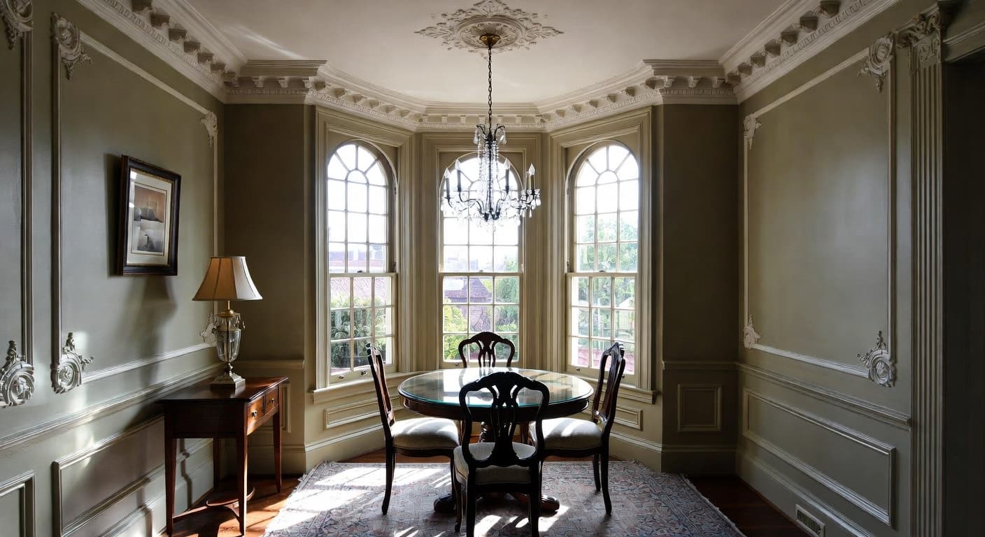 Victorian breakfast nook interior design - featuring victorian style furniture, decor, colors, and layout ideas for your breakfast nook