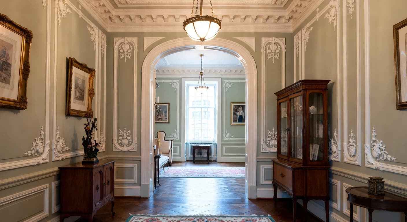 Victorian entryway interior design - featuring victorian style furniture, decor, colors, and layout ideas for your entryway