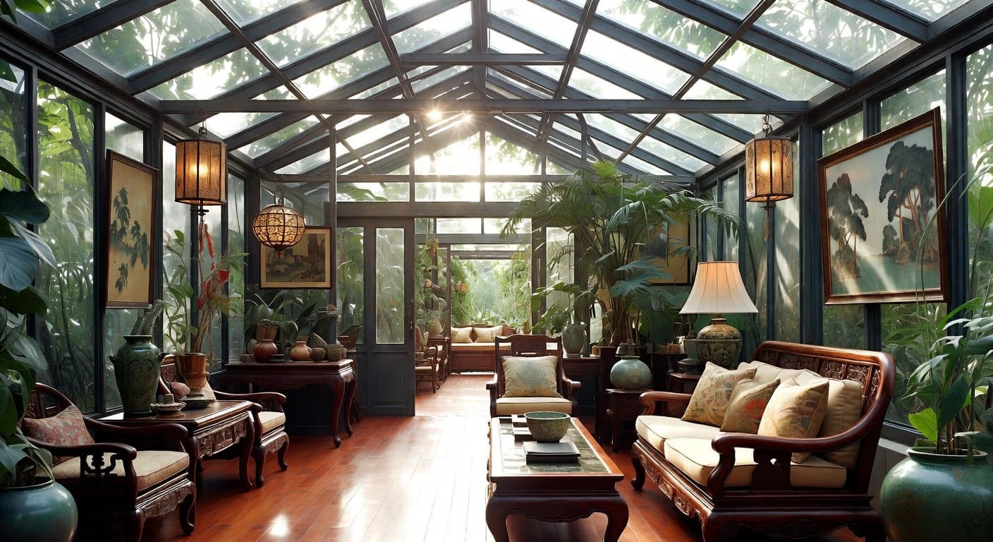Vietnamese greenhouse interior design - featuring vietnamese style furniture, decor, colors, and layout ideas for your greenhouse