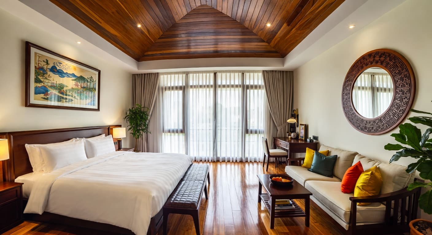 Vietnamese guest room interior design - featuring vietnamese style furniture, decor, colors, and layout ideas for your guest room