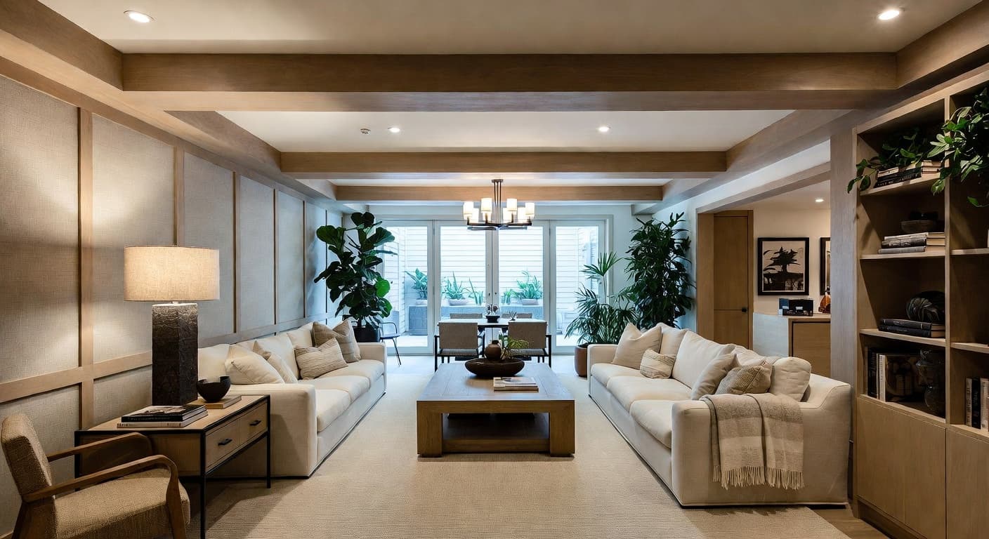 Zen basement interior design - featuring zen style furniture, decor, colors, and layout ideas for your basement