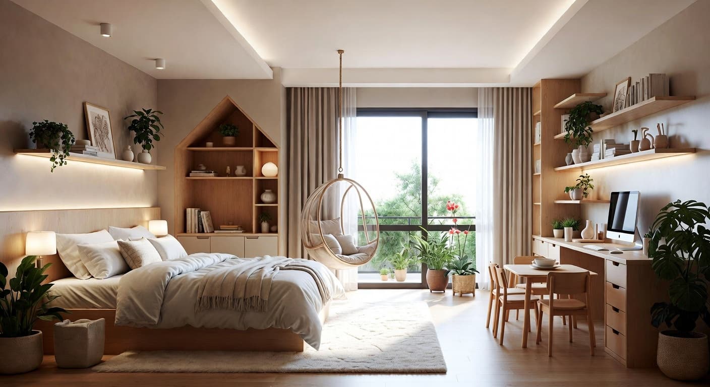 Zen kids room interior design - featuring zen style furniture, decor, colors, and layout ideas for your kids room