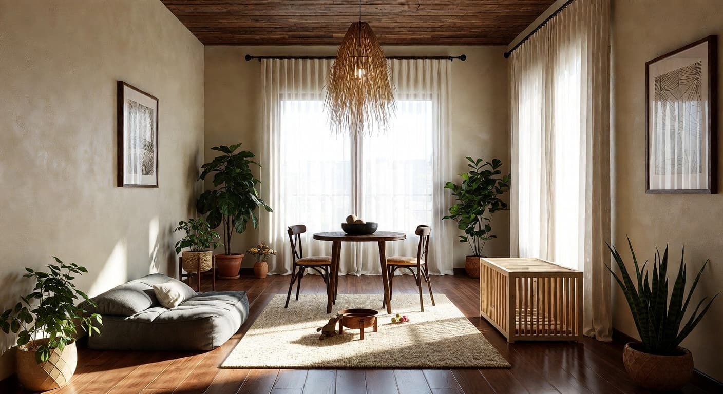 Zen pet room interior design - featuring zen style furniture, decor, colors, and layout ideas for your pet room