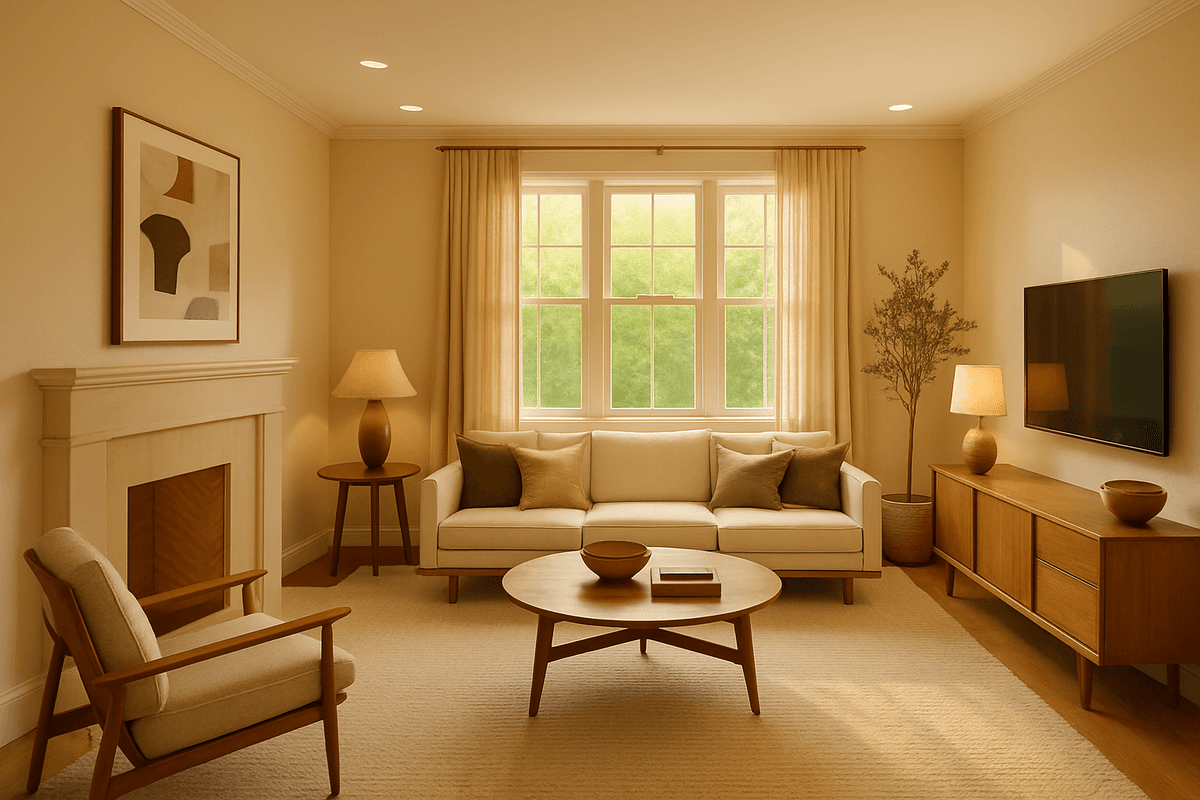 Home design app showing multiple room designs