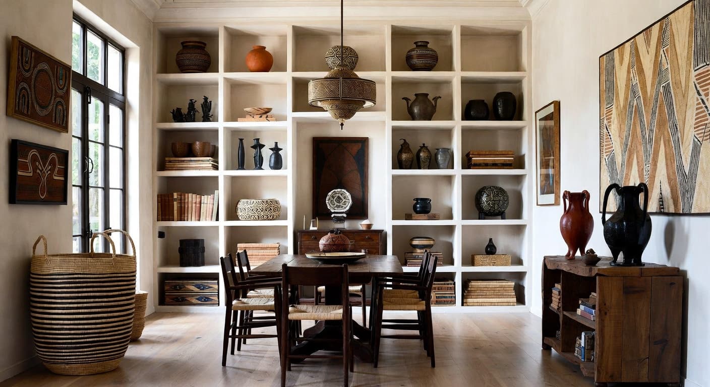 African storage room interior design - featuring african style furniture, decor, colors, and layout ideas for your storage room