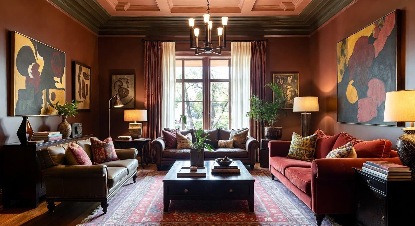 African teen room / den interior design - featuring african style furniture, decor, colors, and layout ideas for your teen room / den