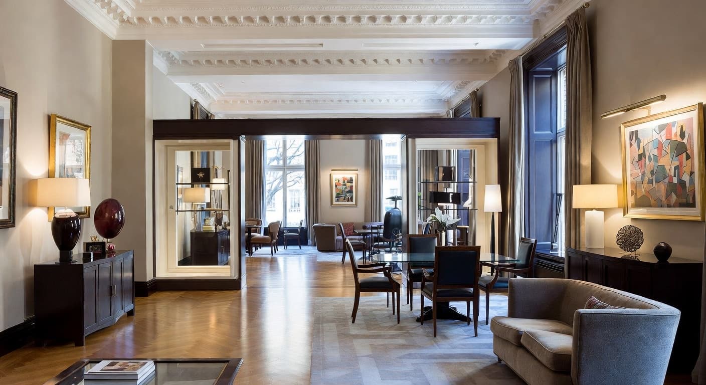 Art Deco gallery / art display interior design - featuring art deco style furniture, decor, colors, and layout ideas for your gallery / art display