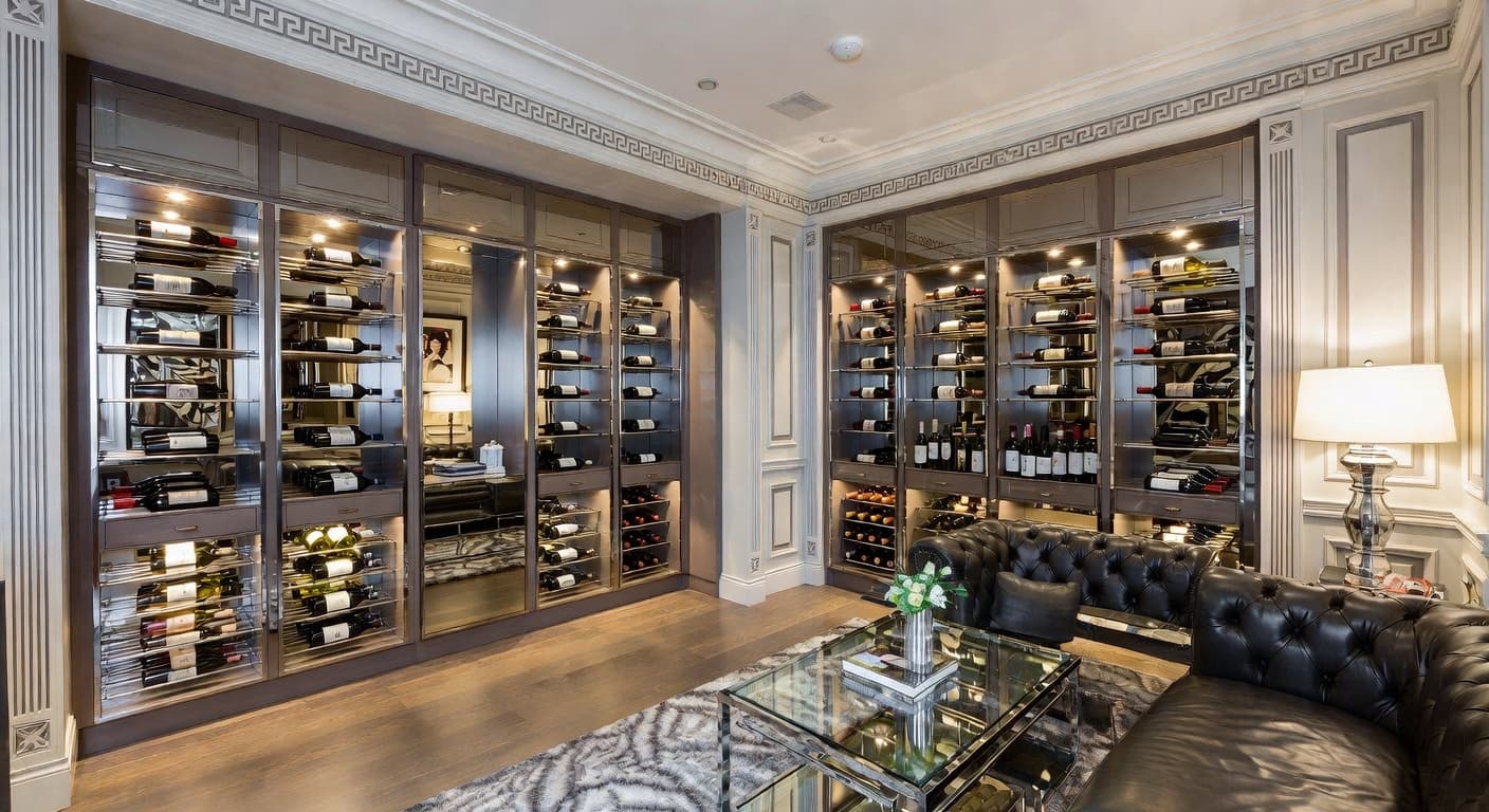 Art Deco wine cellar interior design - featuring art deco style furniture, decor, colors, and layout ideas for your wine cellar