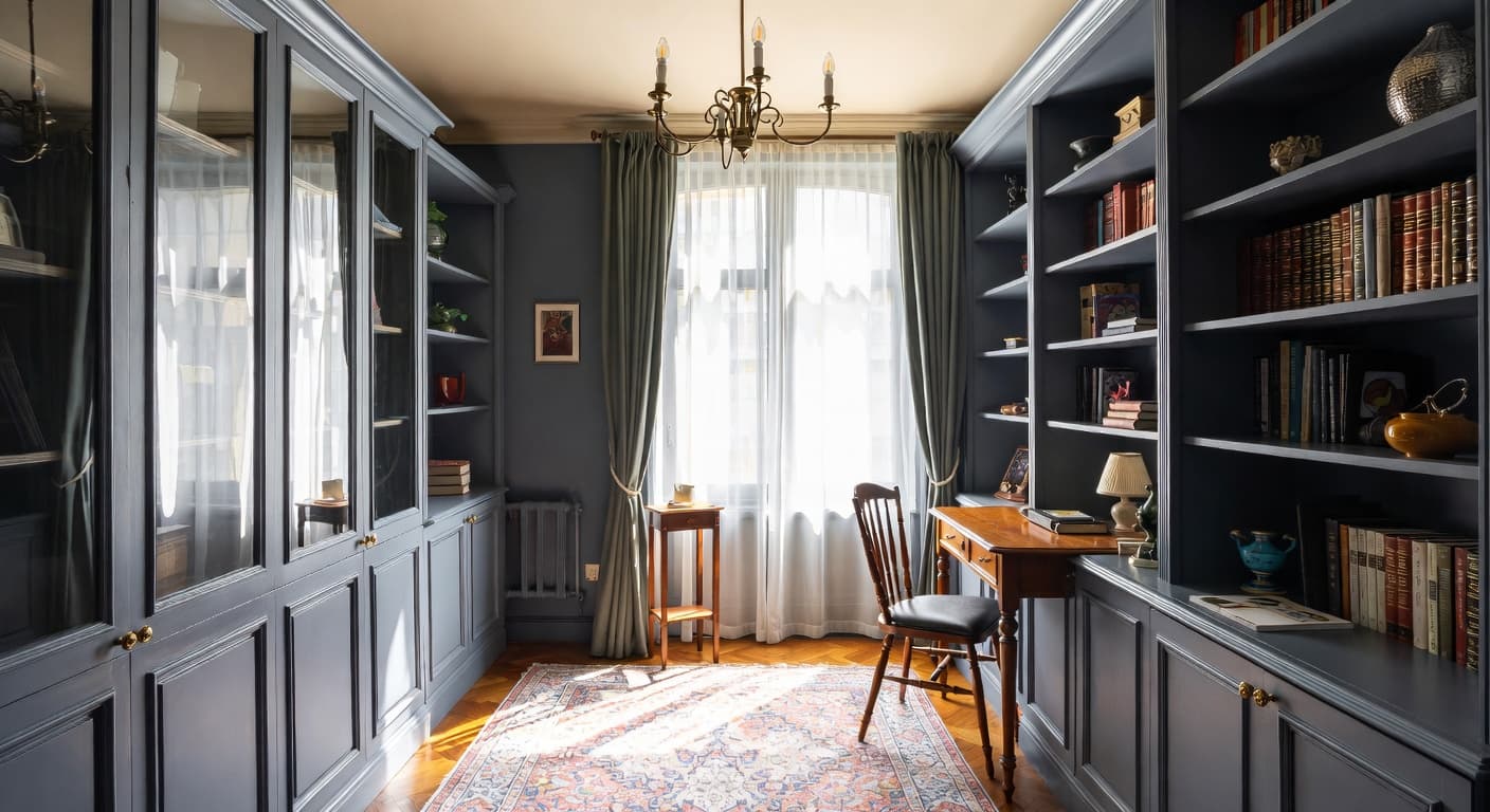 Art Nouveau storage room interior design - featuring art nouveau style furniture, decor, colors, and layout ideas for your storage room