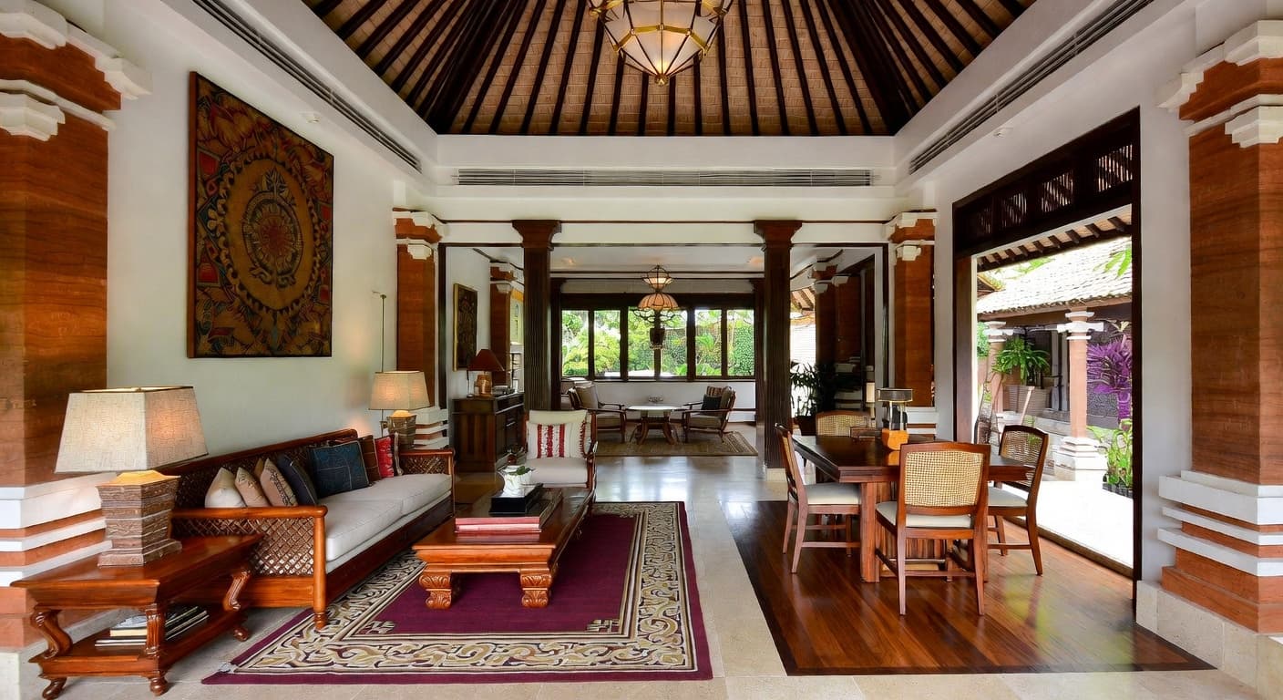 Balinese multi-purpose room interior design - featuring balinese style furniture, decor, colors, and layout ideas for your multi-purpose room