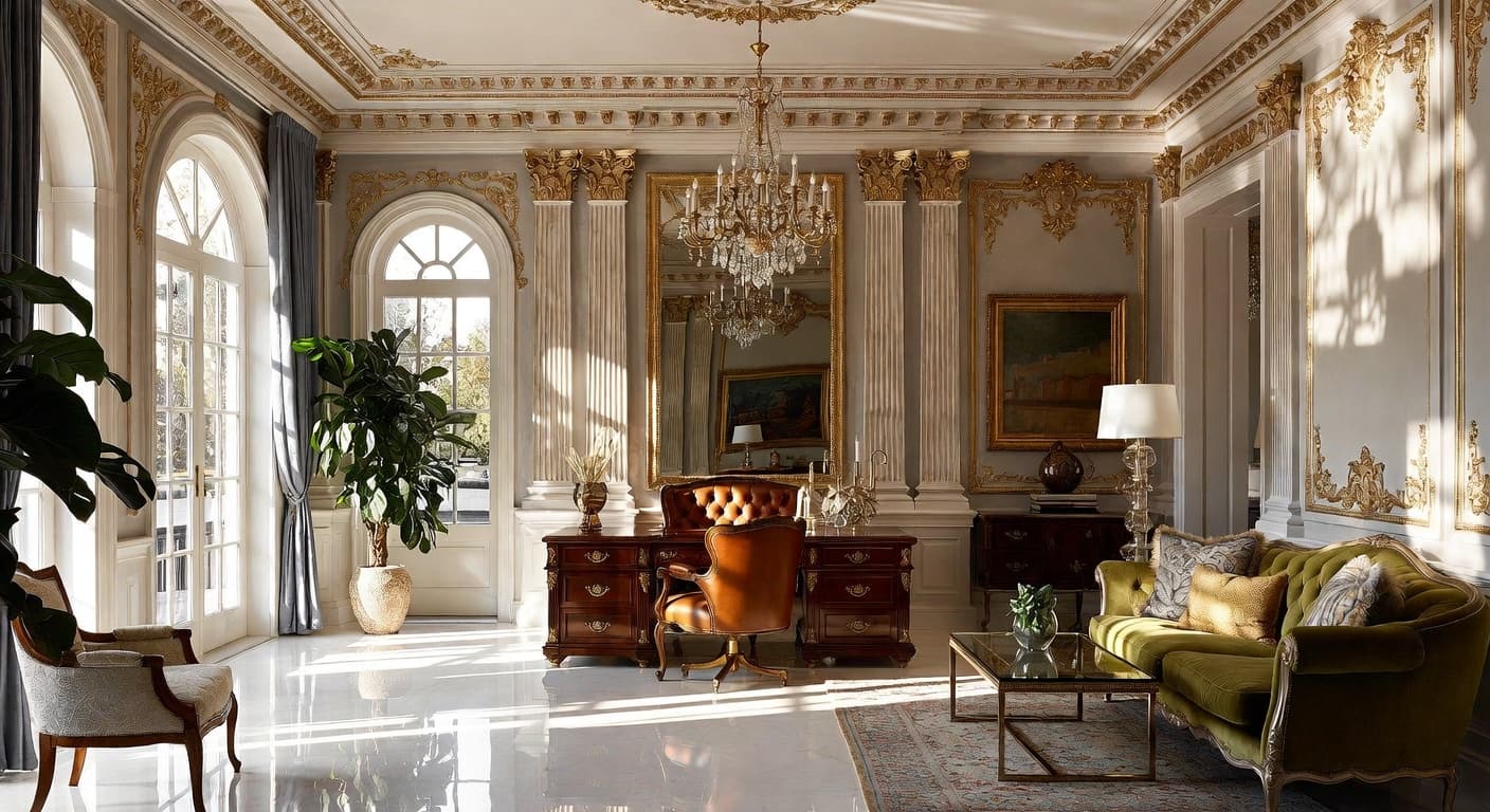 Baroque garage interior interior design - featuring baroque style furniture, decor, colors, and layout ideas for your garage interior